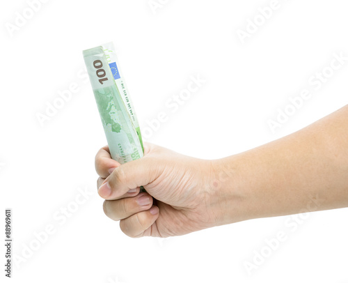 Hand with money isolated on white background © naughtynut