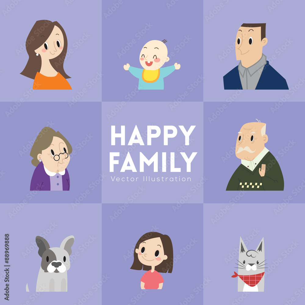 big happy family cartoon illustration big happy family cartoon illustration