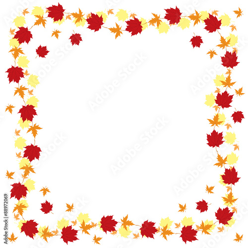 Greeting autumn border with maple leaves