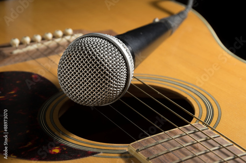 Microphone on acoustic guitar