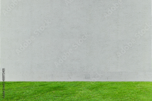 Green grass with white concrete in background
