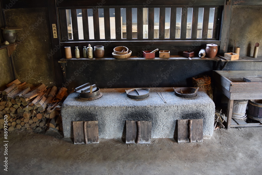 昔の台所 土間 レトロなイメージ 日本の昔の台所 土間 を撮影した写真です 昔懐かしいレトロなイメージです Stock Photo Adobe Stock