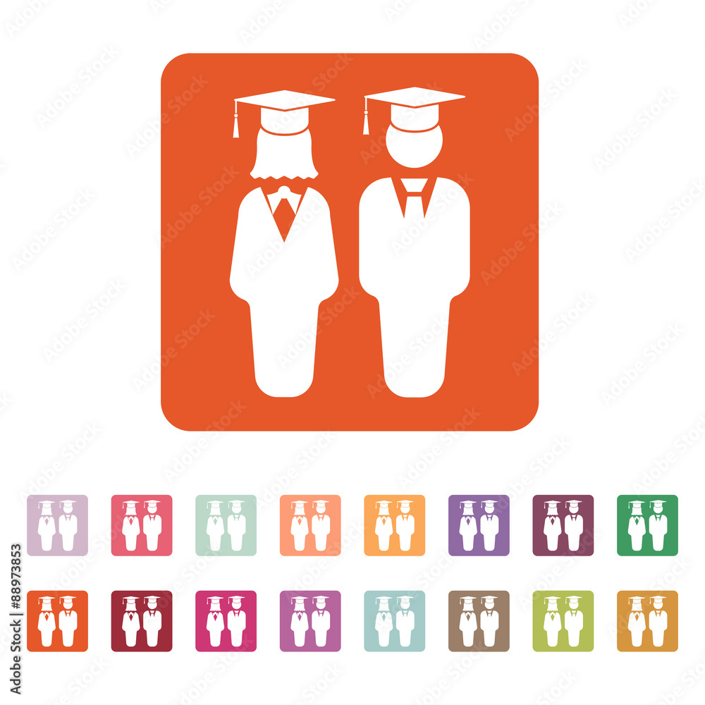 The student boy and girl icon. School, academy, college, education symbol. Flat The student boy and girl icon. School, academy, college, education symbol. Flat