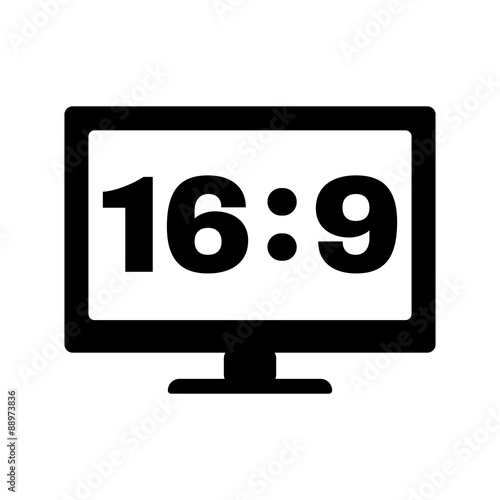 The aspect ratio 16:9 widescreen icon. Tv and video symbol. Flat