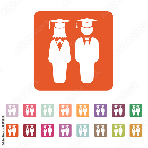 The student boy and girl icon. School  academy  college  education symbol. Flat