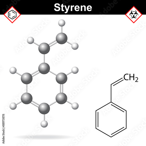 Styrene model and structural formula
