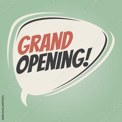 grand opening retro speech balloon