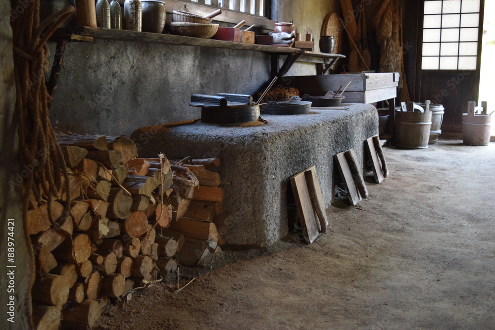 昔の台所 土間 レトロなイメージ 日本の古風な台所 土間 を撮影した 懐かしいレトロなイメージの写真です Stock Photo Adobe Stock