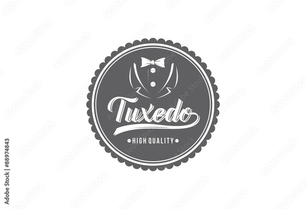 Fototapeta premium Tuxedo handwrite typographic logo vector