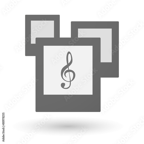 Isolated group of photos with a g clef
