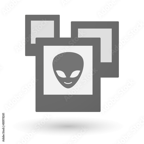 Isolated group of photos with an alien face