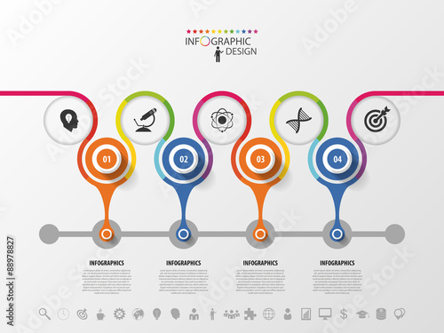 Timeline infographics design template. Colorful Vector illustration
