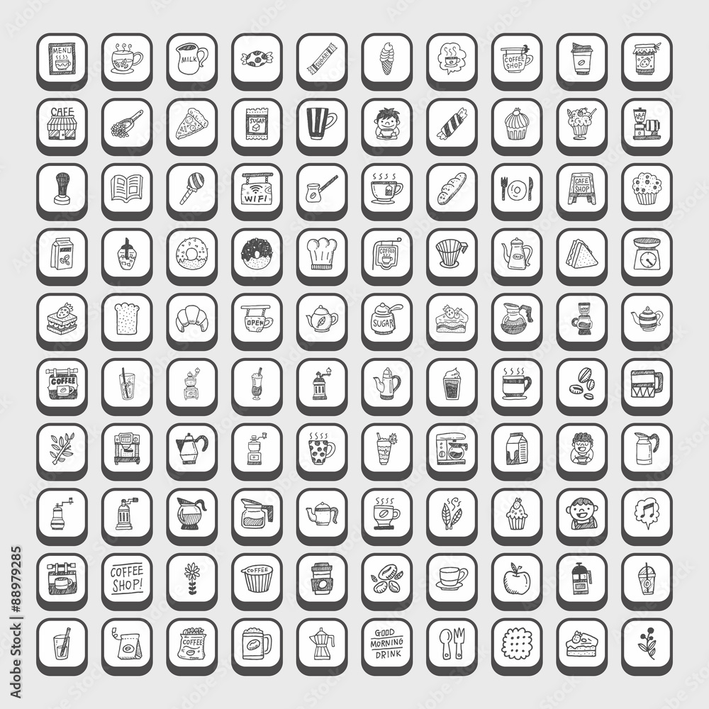 doodle coffee icons doodle coffee icons