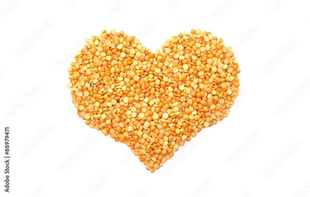 Yellow split peas in a heart shape Yellow split peas in a heart shape