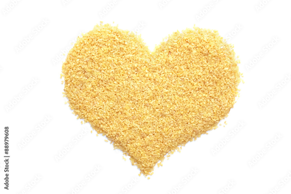 Bulgur wheat in a heart shape Bulgur wheat in a heart shape