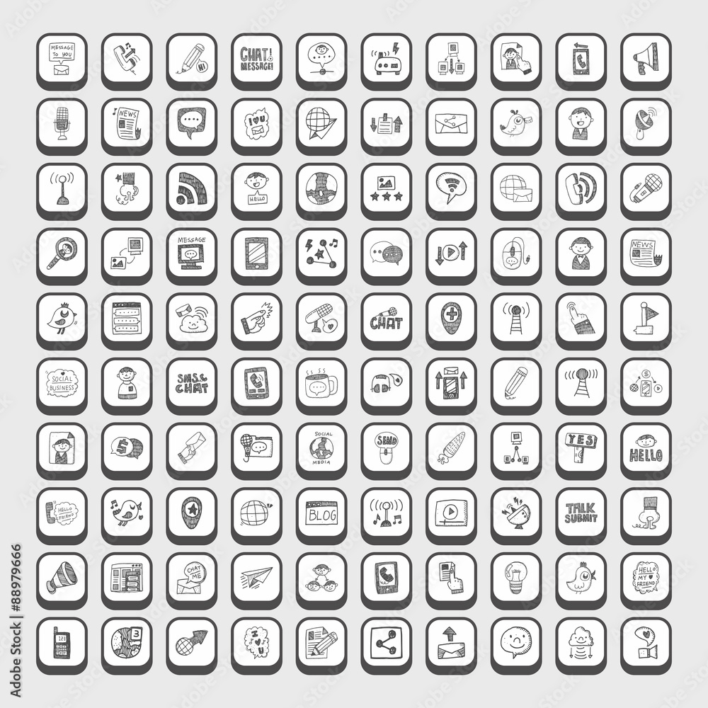 doodle communication icons doodle communication icons