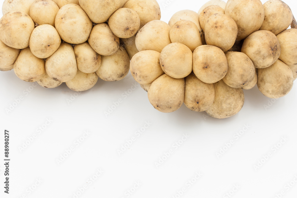 Longkong fruit or Lansium parasiticum is tropical fruit on white Longkong fruit or Lansium parasiticum is tropical fruit on white