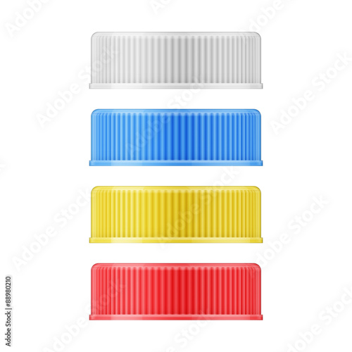 Colored plastic lids for bottle.