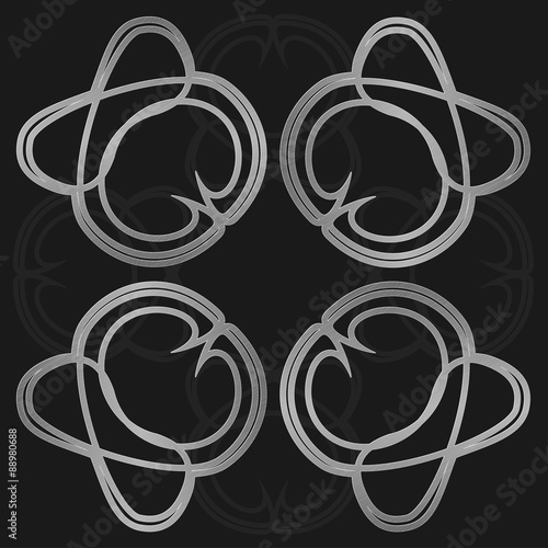 illustration of silver stylized swan ornament
