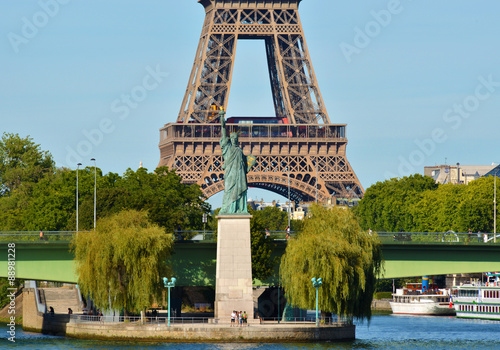 Canvas Print Tour Eiffel et statue de la liberté