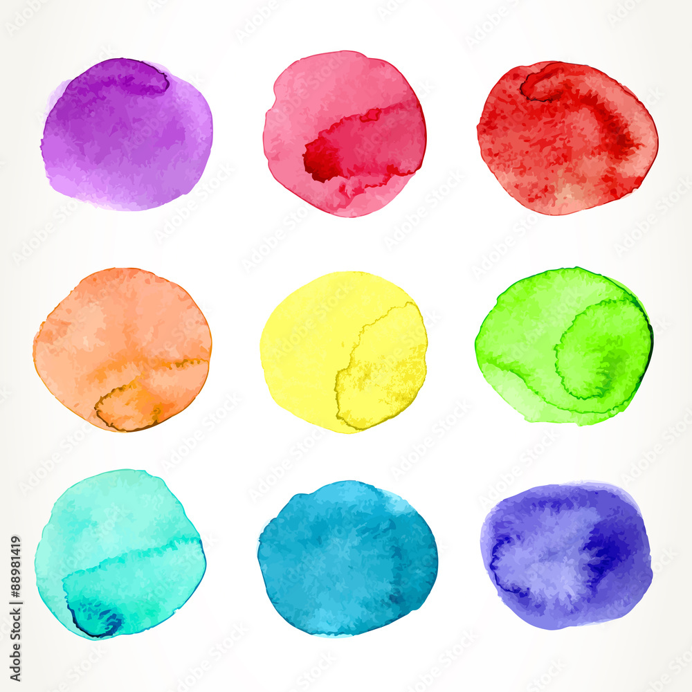 Rainbow watercolor circles