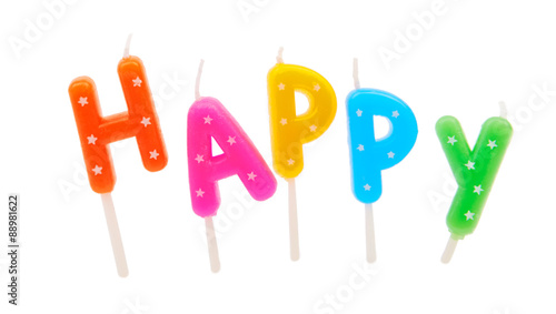 Letters cake colored candles