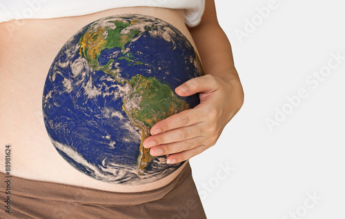 Belly with earth of pregnant woman