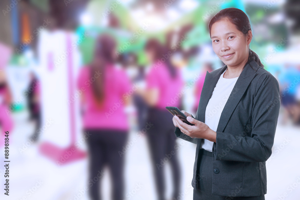Portrait of a smart business woman in people environment Portrait of a smart business woman in people environment