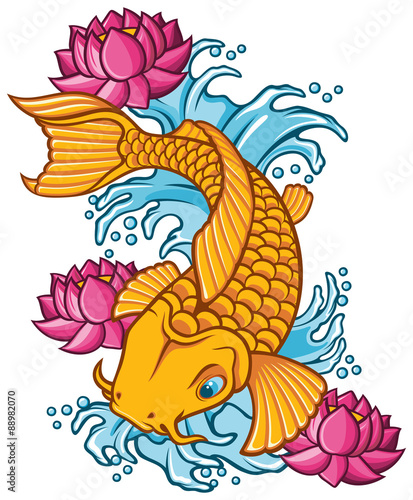Fototapeta Naklejka Na Ścianę i Meble -  Koi fish tattoo illustration.