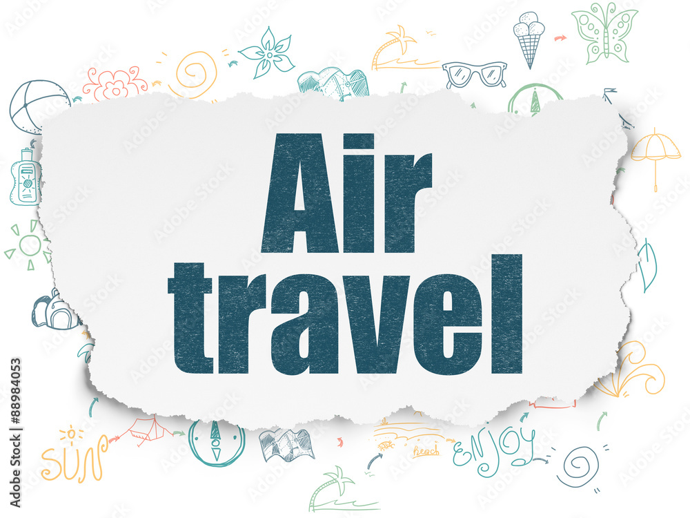 Tourism concept: Air Travel on Torn Paper background