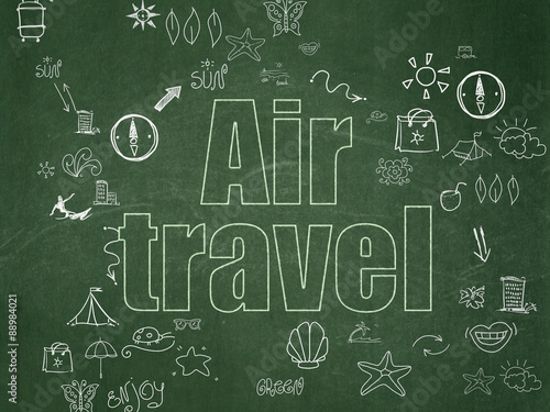 Tourism concept: Air Travel on School Board background