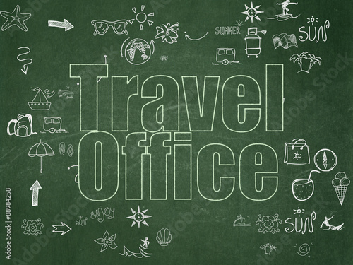 Travel concept: Travel Office on School Board background