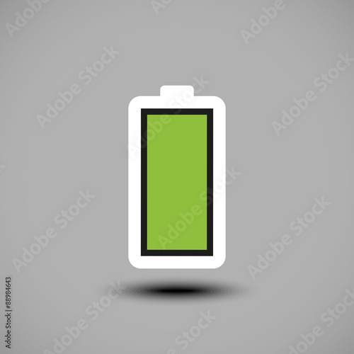 Fully charged green battery icon. Vector illustration