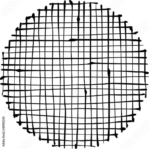 circular liquid black stripe grid pattern over white