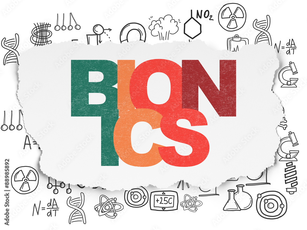 Science concept: Bionics on Torn Paper background Science concept: Bionics on Torn Paper background