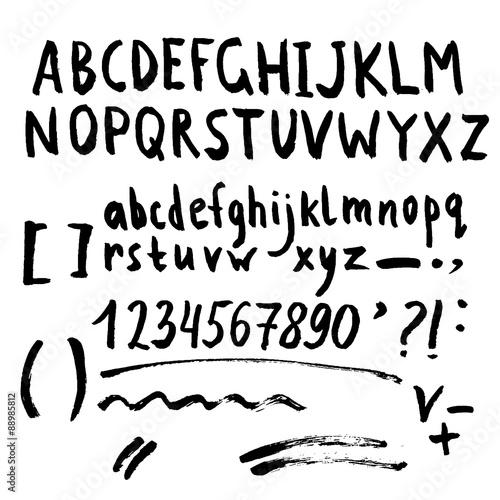 Hand drawn brush stroke font