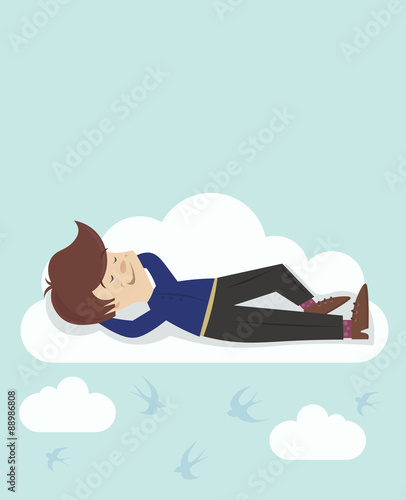 Fly in the clouds and dream, relax and forget about troubles and worries