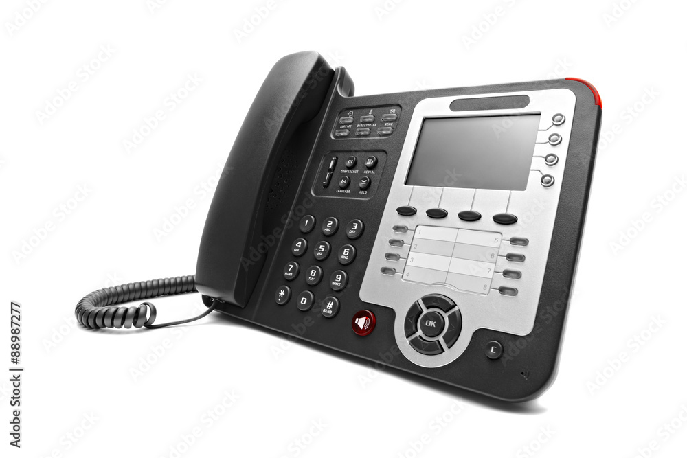 .Black IP office phone isolated .Black IP office phone isolated