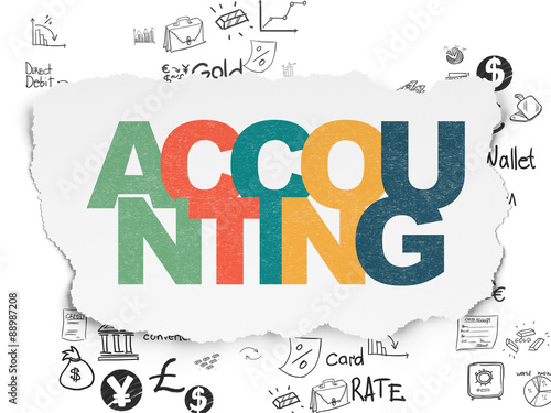 Banking concept  Accounting on Torn Paper background