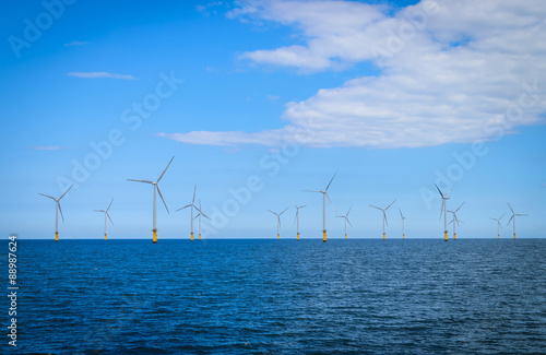 Offshore Wind Turbine in a Windfarm under construction off the England