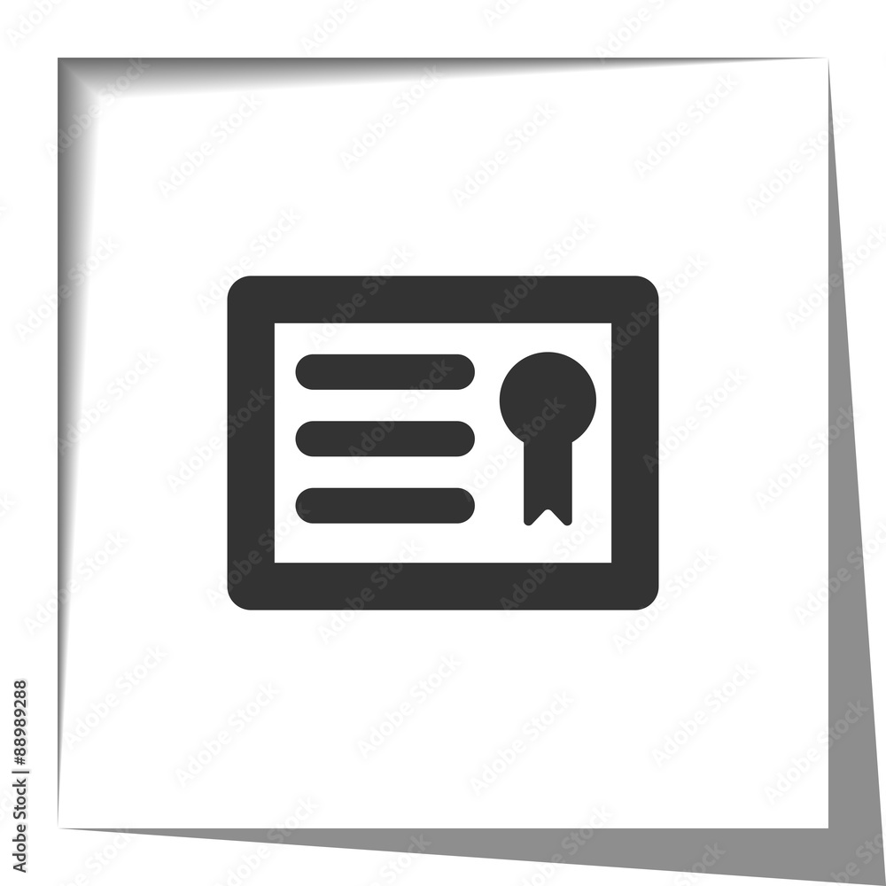 Certificate icon with cut out shadow effect Certificate icon with cut out shadow effect
