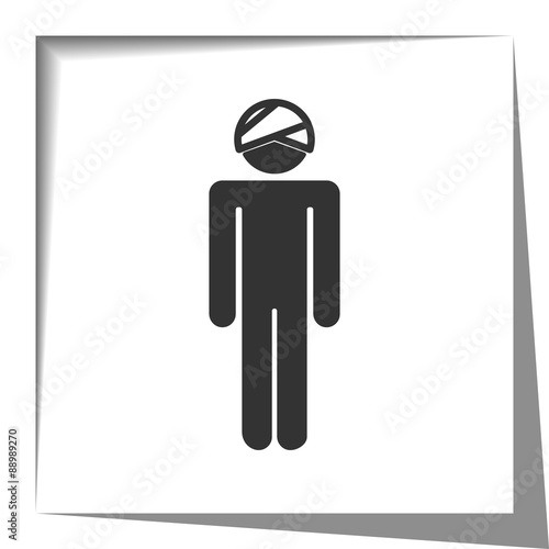 Head icon with cut out shadow effect