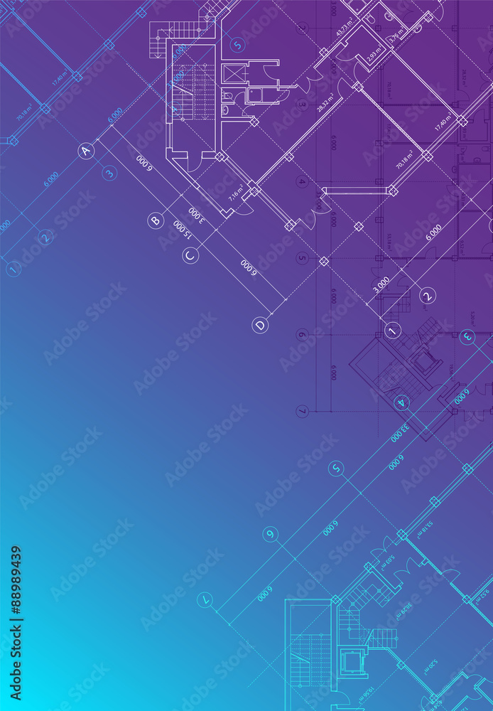 Vector blue architectural background vertical