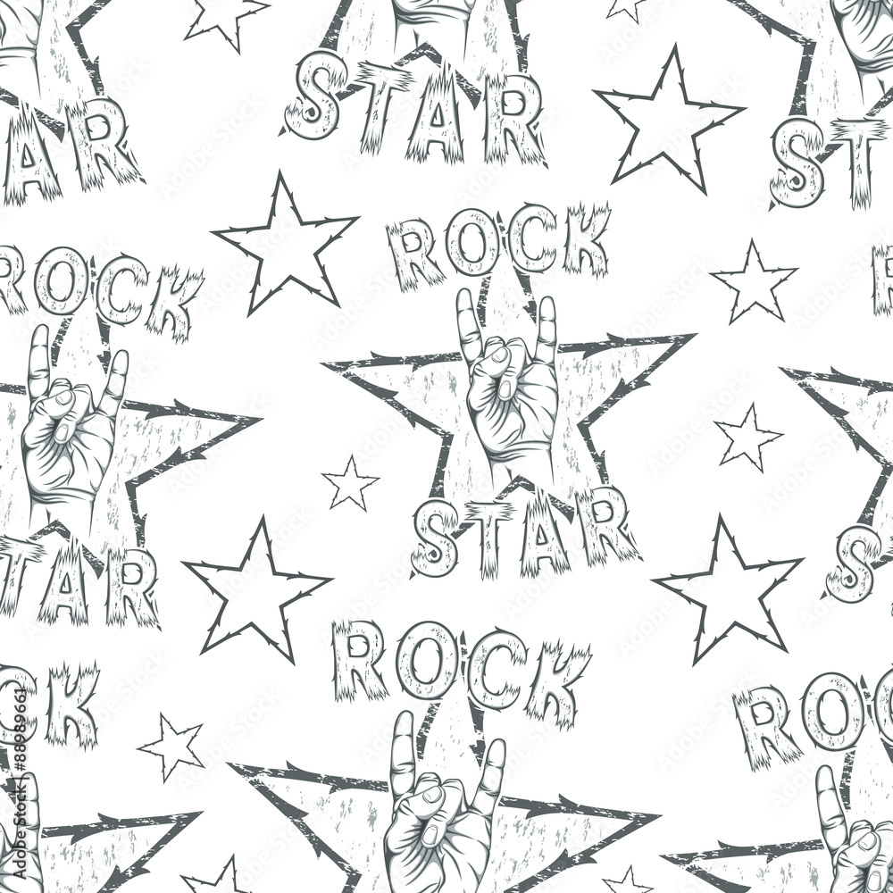 Fototapeta premium Rock Star seamless pattern.