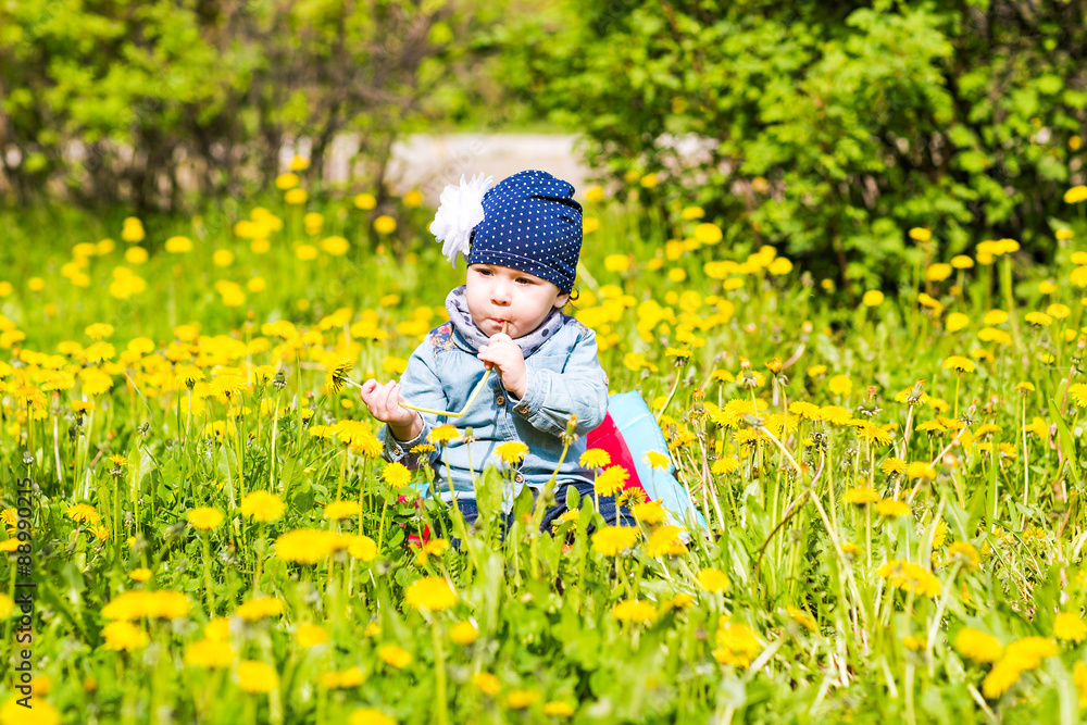 Happy little girl on the meadow Happy little girl on the meadow