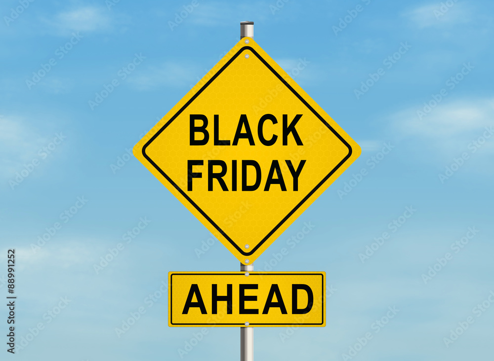 Black friday. Road sign on the sky background. Raster illustration. Black friday. Road sign on the sky background. Raster illustration.