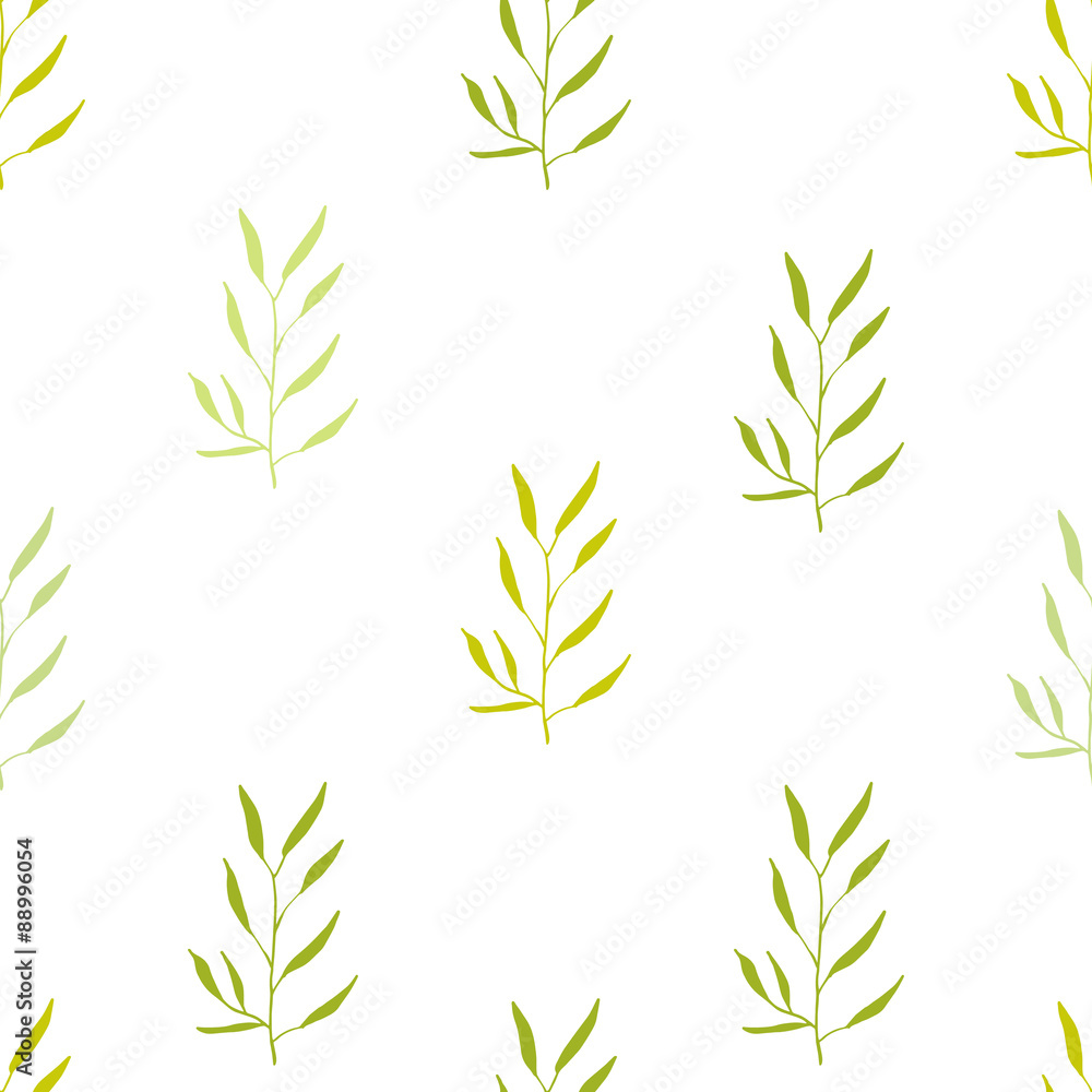 Seamless hand-drawn floral pattern with herbs Seamless hand-drawn floral pattern with herbs