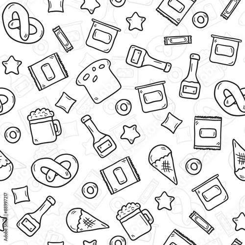 Seamless background on gluten products theme with cute hand