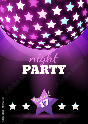 Vector abstract night club party background. Sphere with shining