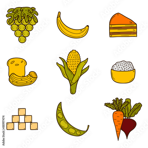 Set of products prohibited during paleo diet in hand drawn